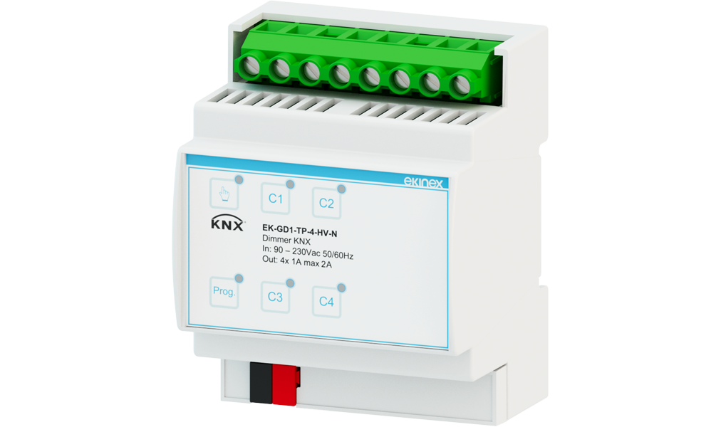 KNX Dimmer 90-230V~ 50/60Hz Ortak Nötrlü 4 Kanal